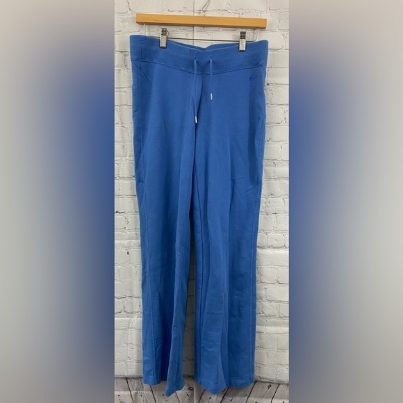 Nike Womens Size Medium Straight Leg Light Blue Wide Drawstring Waist Pants - Picture 1 of 8
